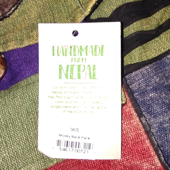 Large multicolor patchwork monkey backpack from Paths of the Spirit - Picture 4 of 4